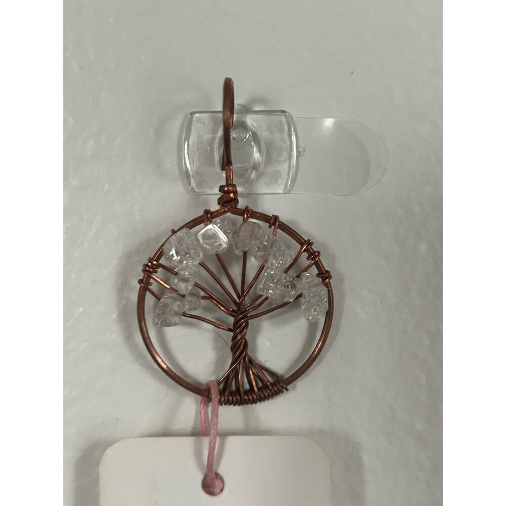 Handmade Copper and Serpentine Crystal Tree of life 3.5x2” Wall Decor